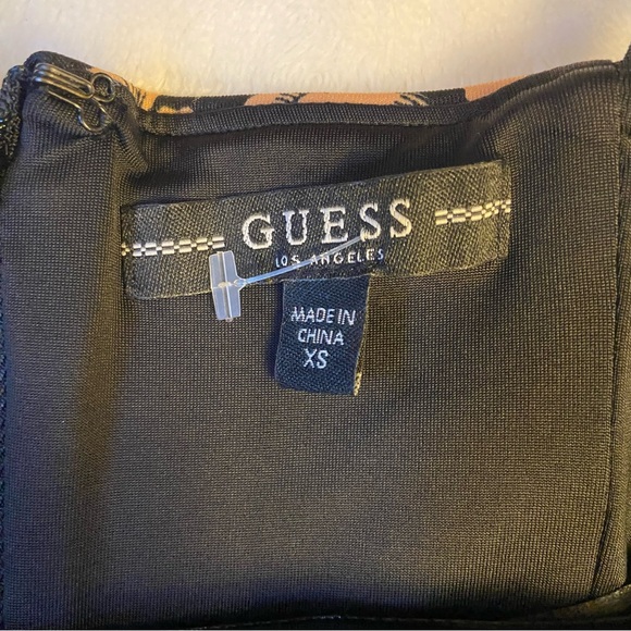 GUESS Body Con Floral & Animal Print scuba like fabric Dress XS - Picture 3 of 14